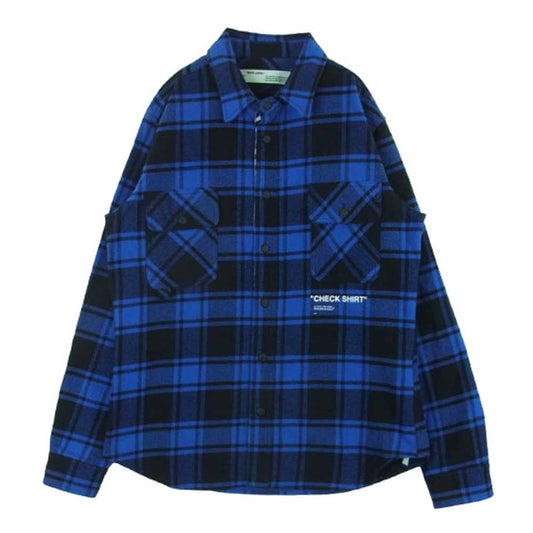 OFF-WHITE オフホワイト 18AW OMGA060E18A27010 CHECK FLANNEL SHIRT チェック 長袖 シャツ ブルー系 ブラック系 L【中古】