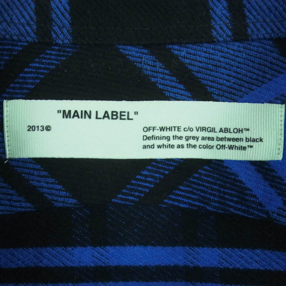 OFF-WHITE オフホワイト 18AW OMGA060E18A27010 CHECK FLANNEL SHIRT チェック 長袖 シャツ ブルー系 ブラック系 L【中古】