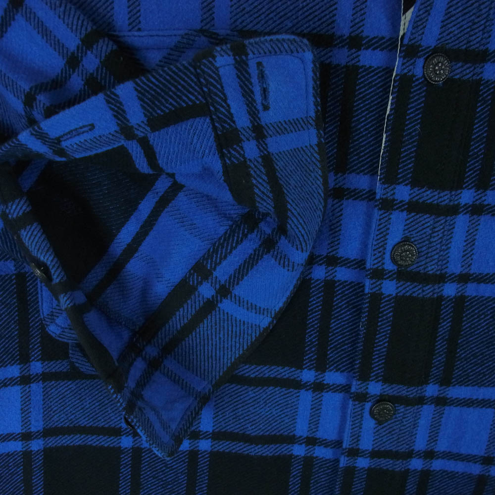 OFF-WHITE オフホワイト 18AW OMGA060E18A27010 CHECK FLANNEL SHIRT チェック 長袖 シャツ ブルー系 ブラック系 L【中古】