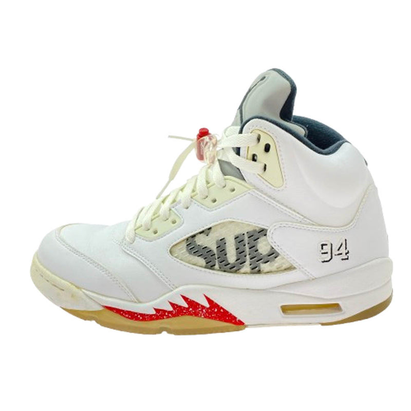 Supreme シュプリーム 824371-101 Nike Air Jordan 5 Retro イキ エアジョーダン5 レトロ スニーカー ホワイト系 27.5cm【中古】