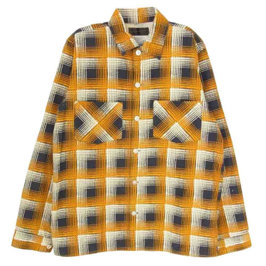 ファーイースタンエンスージアスト FE1202-08 プリントネル チェック 長袖 シャツ イエロー系 34【中古】