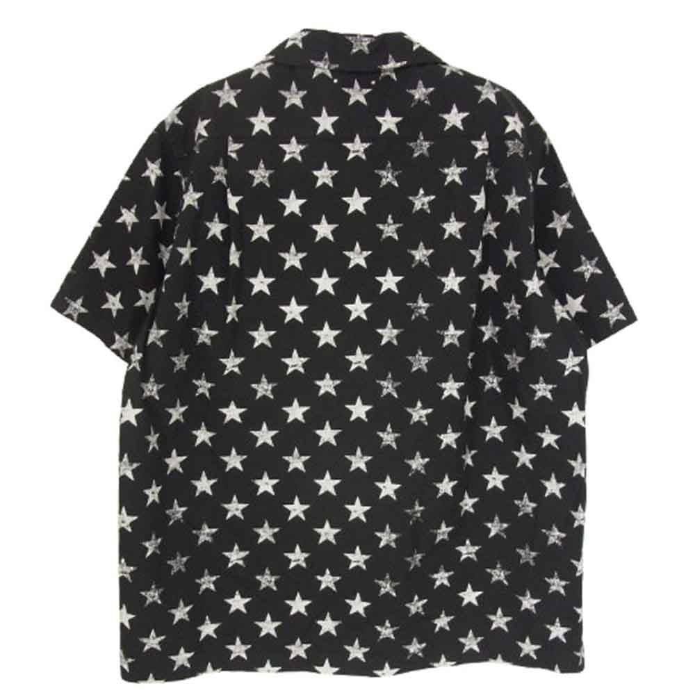 MINEDENIM マインデニム 2205-5002-97-032 Hazy Star Denim ヘイジースターデニム 星柄 半袖 オープンカラー シャツ ブラック系 3【美品】【中古】