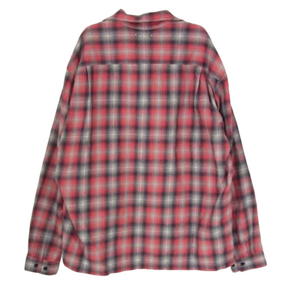MINEDENIM マインデニム オンブレチェック フランネル オープンカラー 長袖 シャツ レッド系 3【中古】