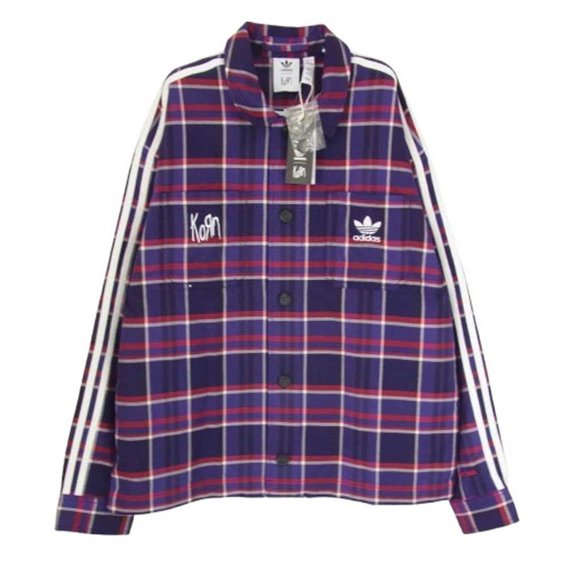 adidas アディダス JG1334 Korn Overshirt Plaid Purple Jacket コーン オーバーシャツ ジャケット パープル系 S【美品】【中古】