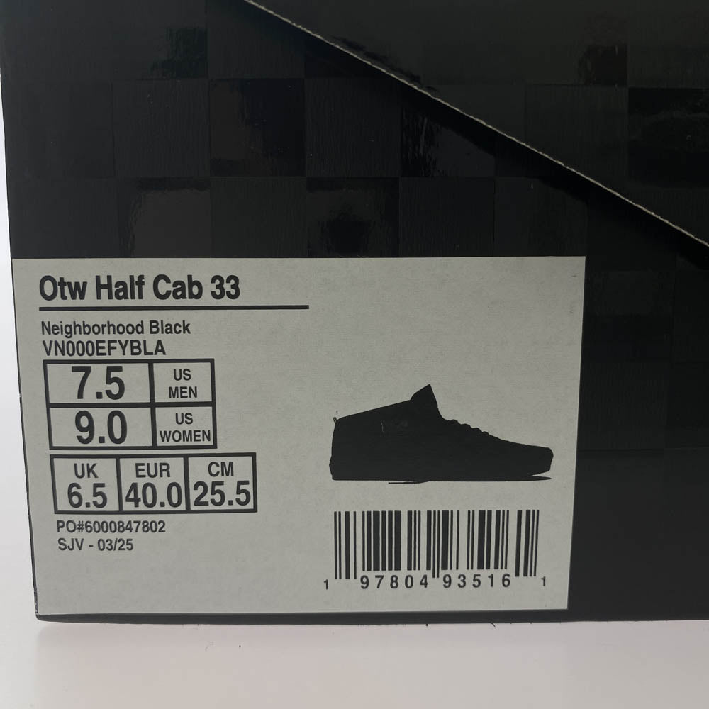 NEIGHBORHOOD ネイバーフッド 251VFVNN-FWM02 VAMS OTW Half Cab 33 バンズ バイバンズ ハーフキャブ 33 スニーカー ブラック系 25.5cm【極上美品】【中古】