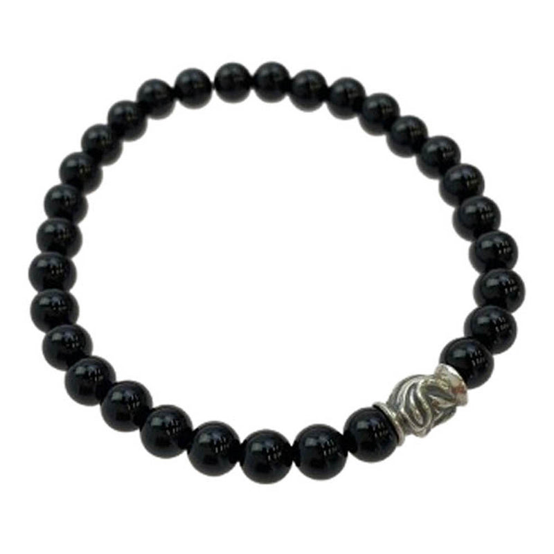 LONE ONES ロンワンズ MESB-0001S-SO-M 販売証明書カード付 ホークビードS オニキス ストーン ビーズ ブレスレット ブラック系【美品】【中古】