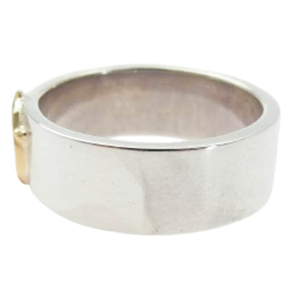 TARO WASHIMI ワシミタロウ 鷲見太郎 W-1PR10-C04 8mm plain ring arabesque K18 eagle metal アラベスクイーグル金メタル付き 平打ち リング シルバー系 17.5号【美品】【中古】