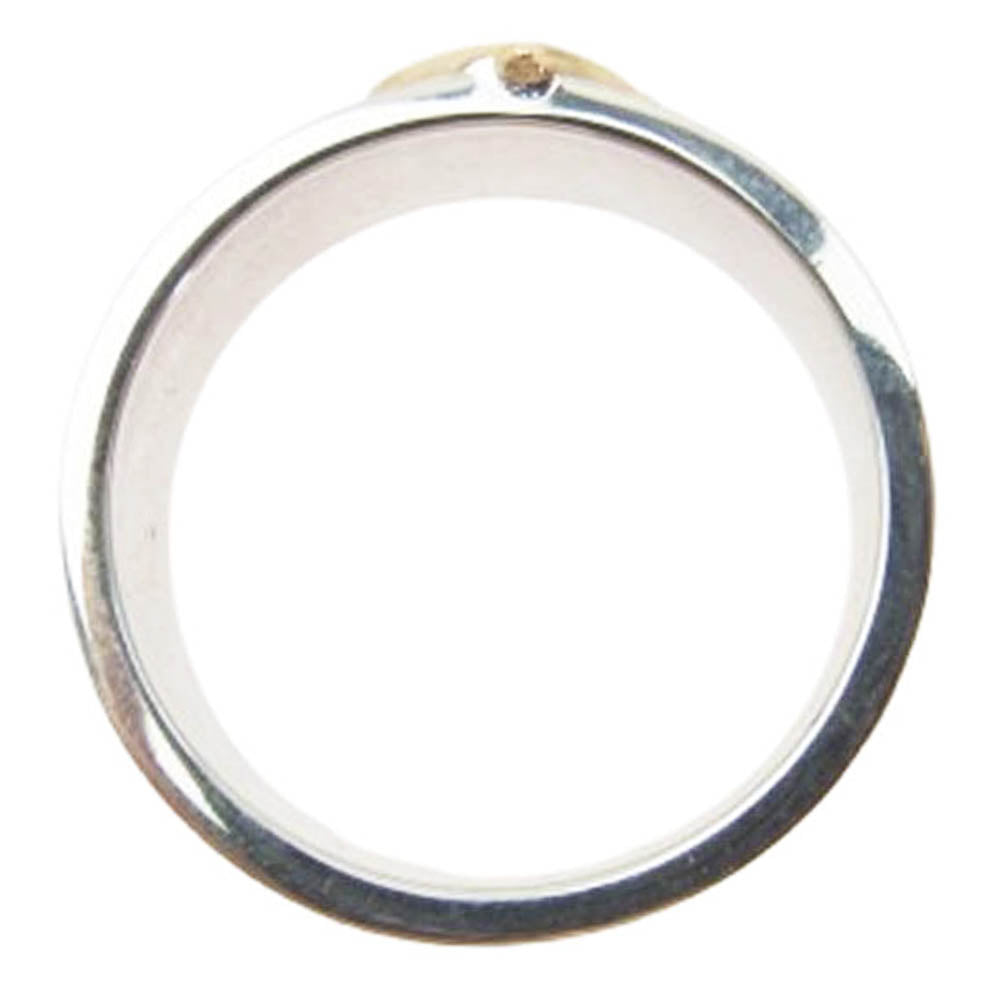 TARO WASHIMI ワシミタロウ 鷲見太郎 W-1PR10-C04 8mm plain ring arabesque K18 eagle metal アラベスクイーグル金メタル付き 平打ち リング シルバー系 17.5号【美品】【中古】