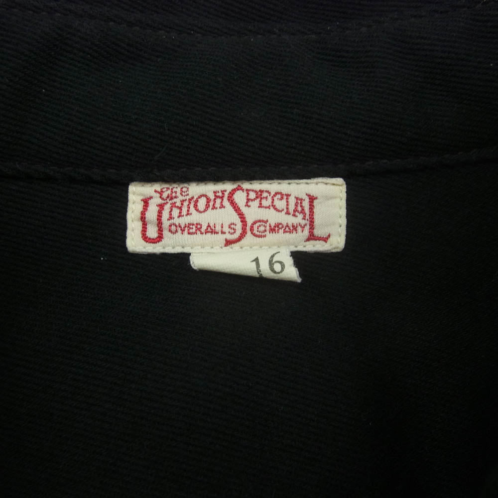 FREEWHEELERS フリーホイーラーズ 2433004 ROGER 8 Gemsa COTTON HARD TWIST KERSEY JET BLACK 1930s STYLE プリント 長袖 ワーク シャツ ブラック系 16【中古】