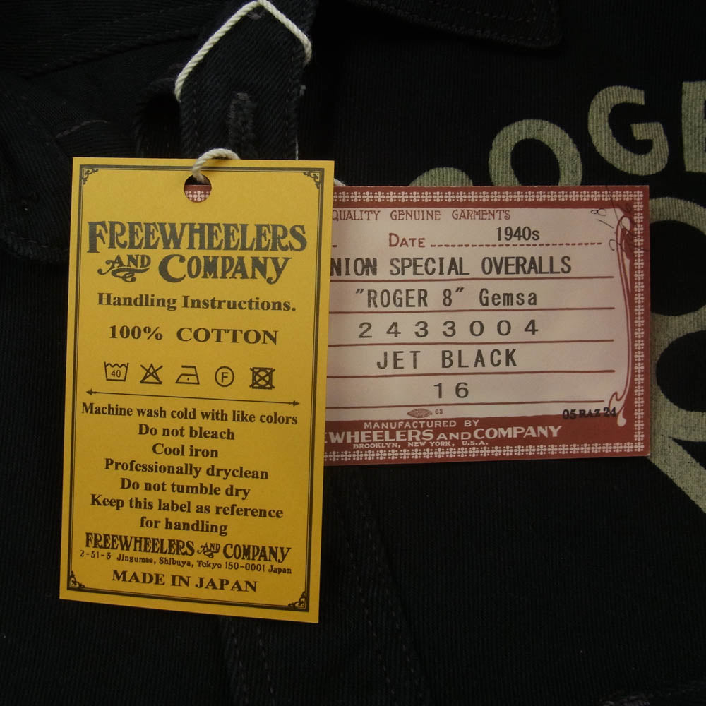 FREEWHEELERS フリーホイーラーズ 2433004 ROGER 8 Gemsa COTTON HARD TWIST KERSEY JET BLACK 1930s STYLE プリント 長袖 ワーク シャツ ブラック系 16【中古】