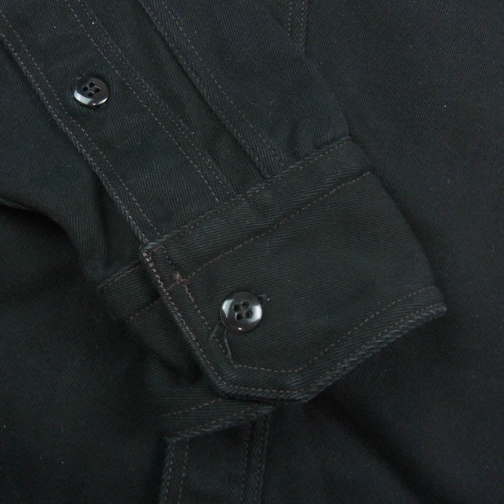 FREEWHEELERS フリーホイーラーズ 2433004 ROGER 8 Gemsa COTTON HARD TWIST KERSEY JET BLACK 1930s STYLE プリント 長袖 ワーク シャツ ブラック系 16【中古】