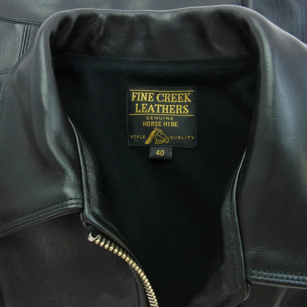 FINE CREEK LEATHERS ファインクリークレザー 5th LIMITED EDITION 5周年限定 Lindbergh リンドバーグ 茶芯 ホースハイド フルベジタブルタンニン レザー ライダース ジャケット ブラック系 40【極上美品】【中古】
