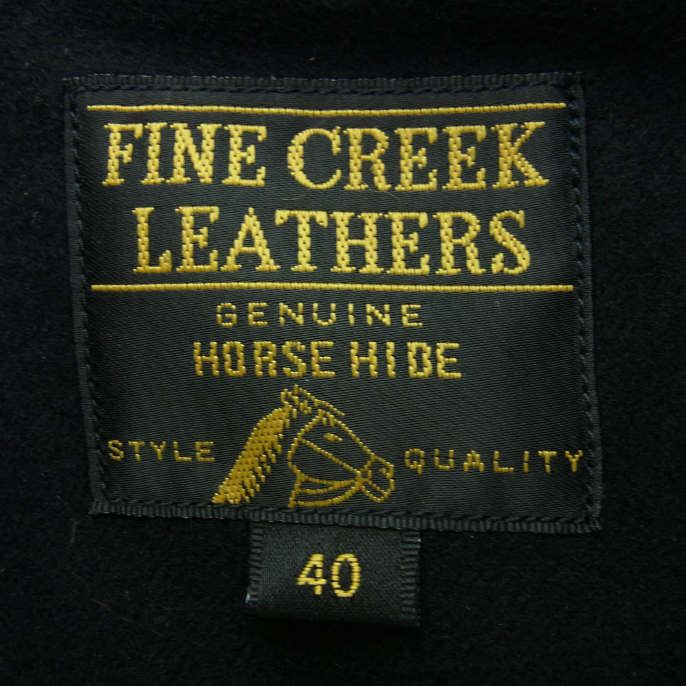 FINE CREEK LEATHERS ファインクリークレザー 5th LIMITED EDITION 5周年限定 Lindbergh リンドバーグ 茶芯 ホースハイド フルベジタブルタンニン レザー ライダース ジャケット ブラック系 40【極上美品】【中古】