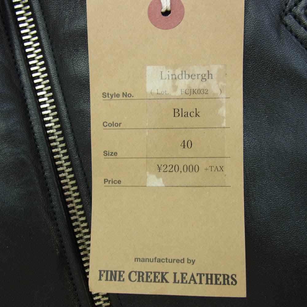 FINE CREEK LEATHERS ファインクリークレザー 5th LIMITED EDITION 5周年限定 Lindbergh リンドバーグ 茶芯 ホースハイド フルベジタブルタンニン レザー ライダース ジャケット ブラック系 40【極上美品】【中古】