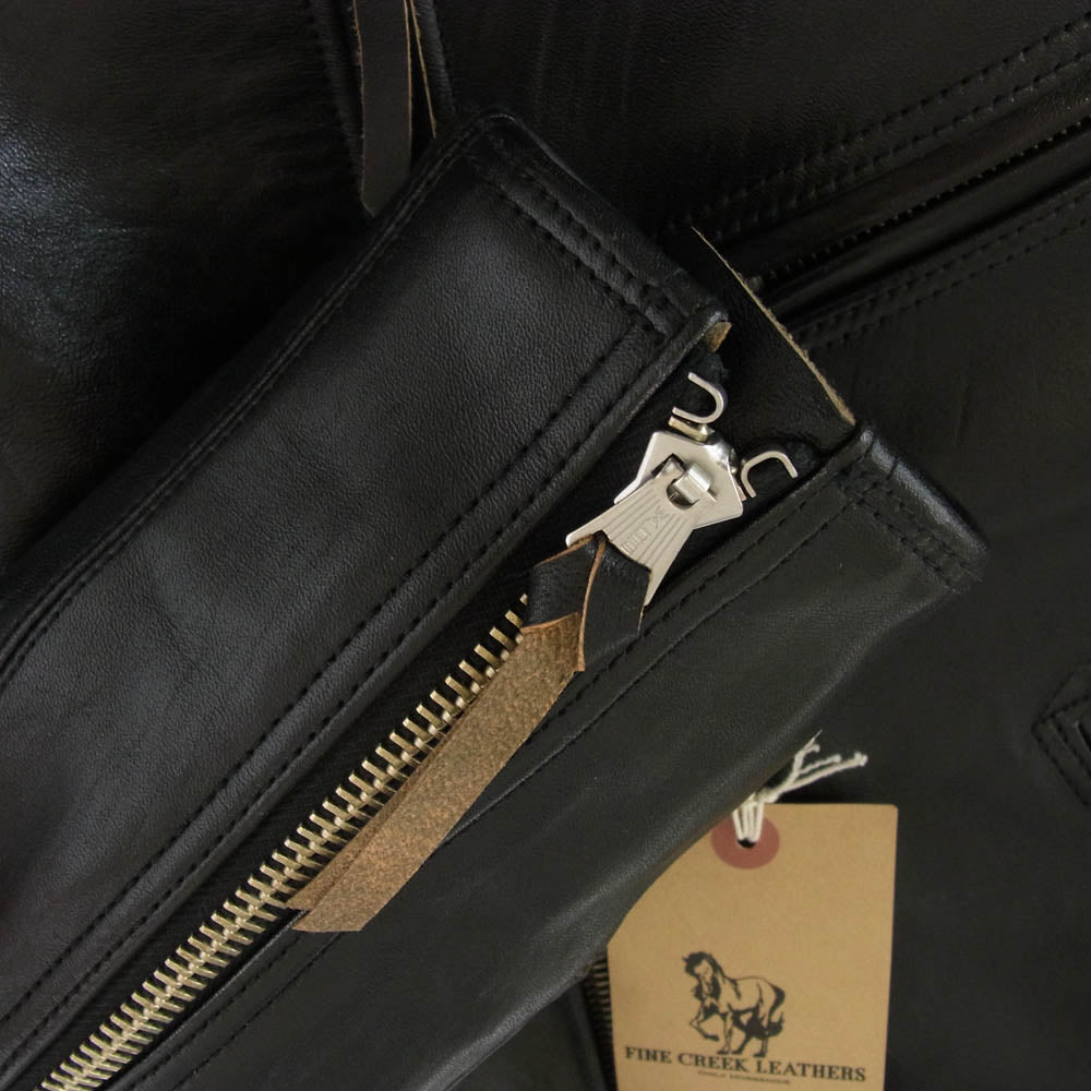FINE CREEK LEATHERS ファインクリークレザー 5th LIMITED EDITION 5周年限定 Lindbergh リンドバーグ 茶芯 ホースハイド フルベジタブルタンニン レザー ライダース ジャケット ブラック系 40【極上美品】【中古】