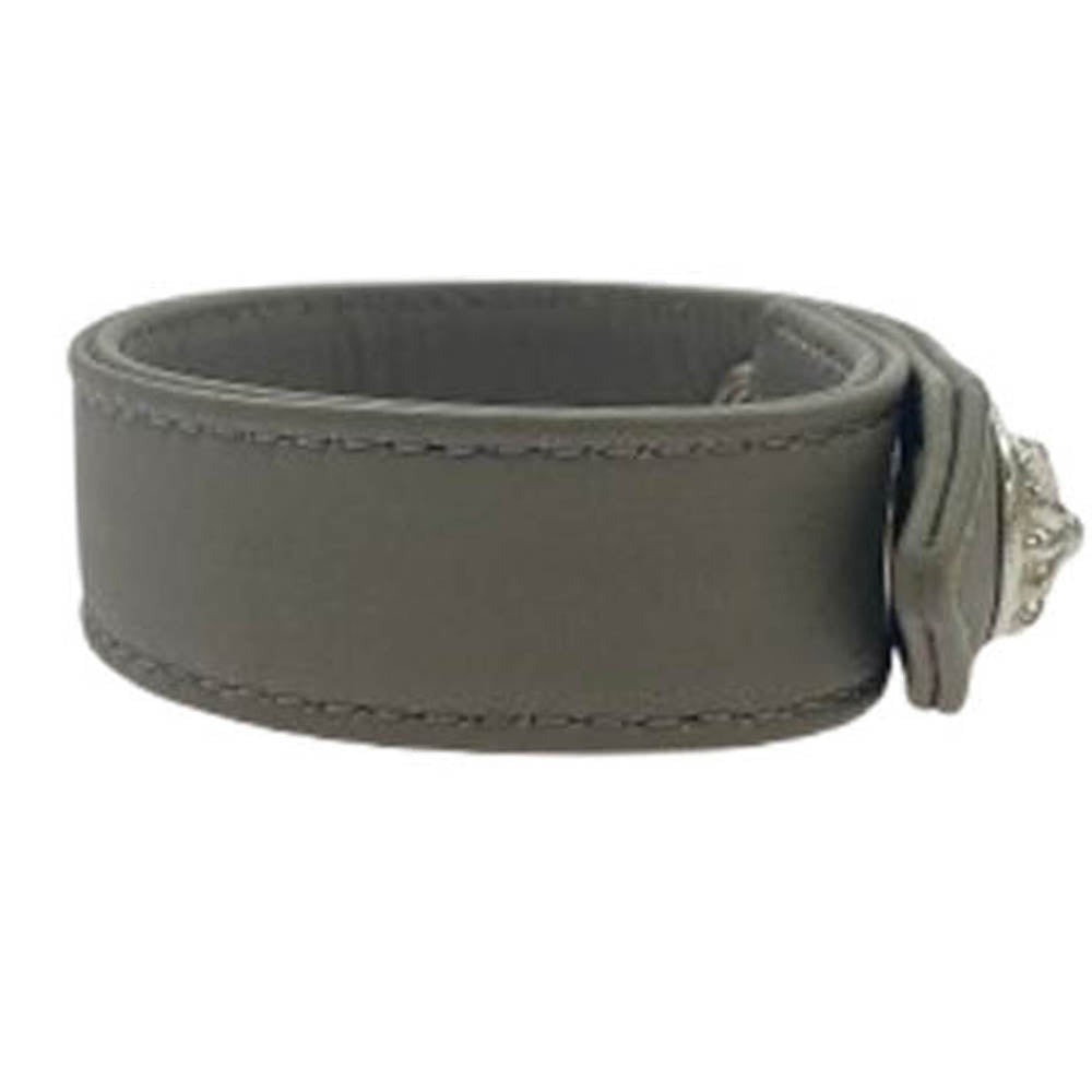 CHROME HEARTS クロムハーツ（原本無） 3BTN 2SNP クロスボール 3ボタン 2スナップ レザー ブレスレット グレー系 シルバー系【中古】