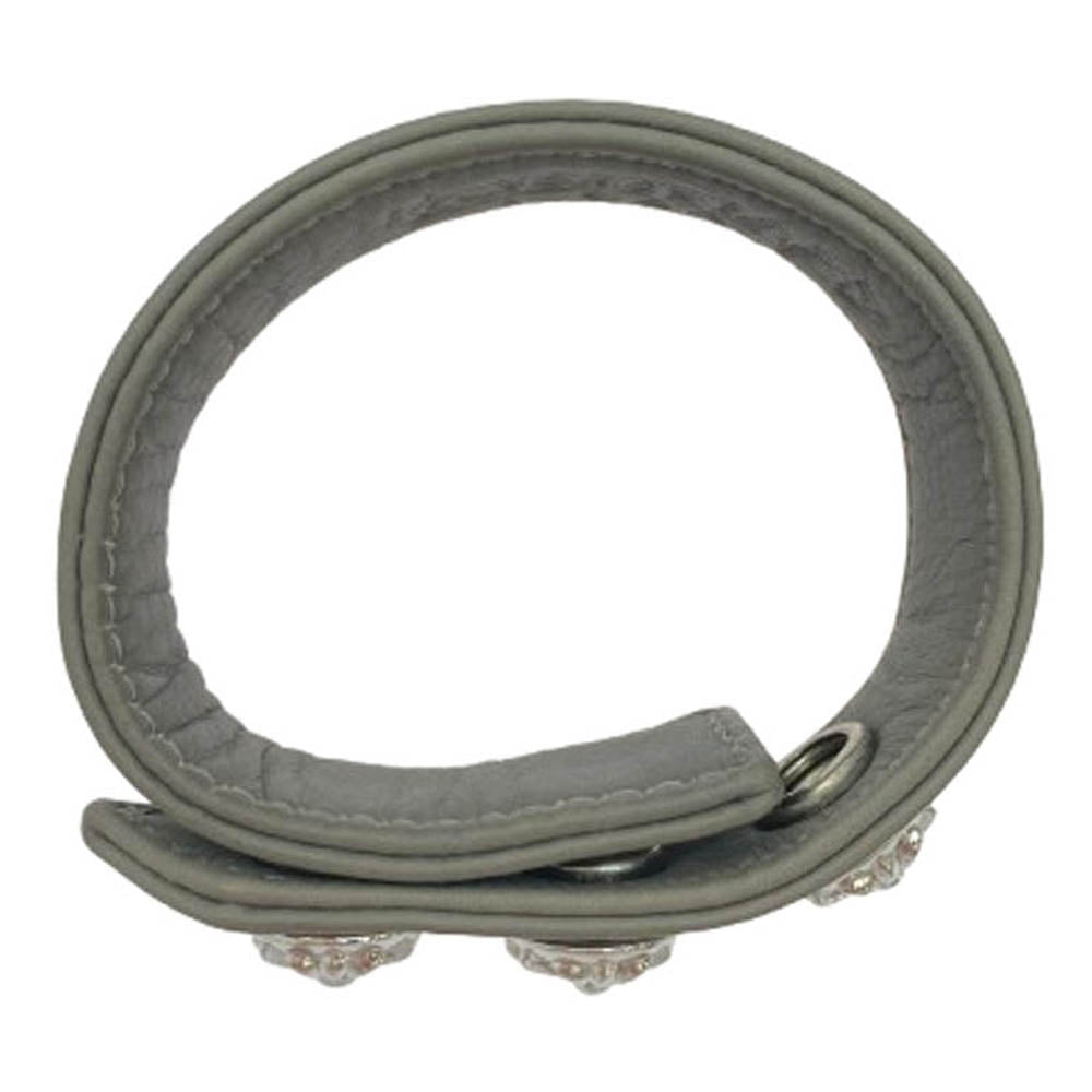 CHROME HEARTS クロムハーツ（原本無） 3BTN 2SNP クロスボール 3ボタン 2スナップ レザー ブレスレット グレー系 シルバー系【中古】