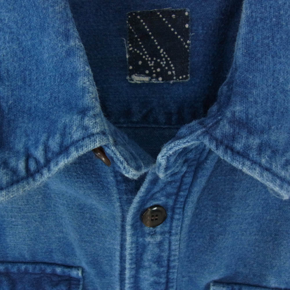 VISVIM ビズビム BLACK ELK FLANNEL KOFU インディゴ フランネル シャツ インディゴブルー系 1【中古】