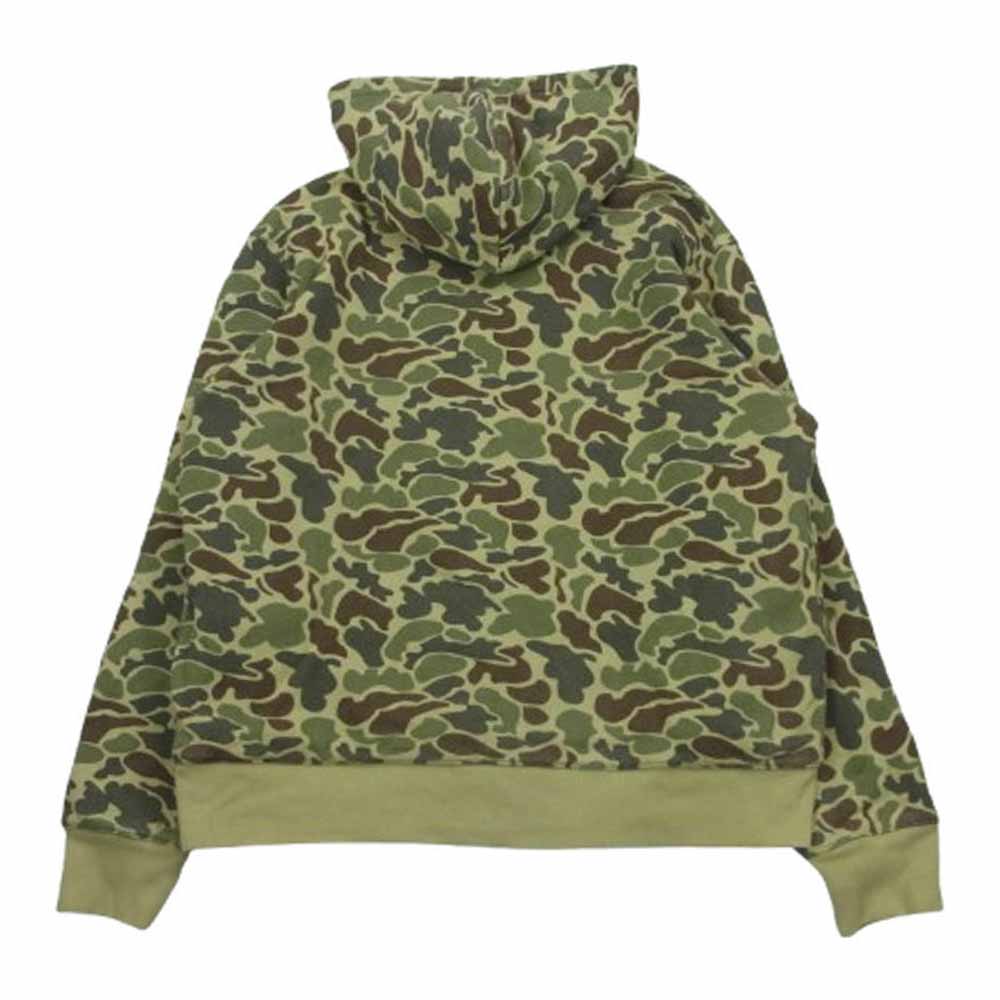 STUSSY ステューシー 22SS 118466 CAMO DOUBLE FACE ZIP ダブルフェイス カモフラ フルジップ パーカー フーディ グリーン系 L【中古】
