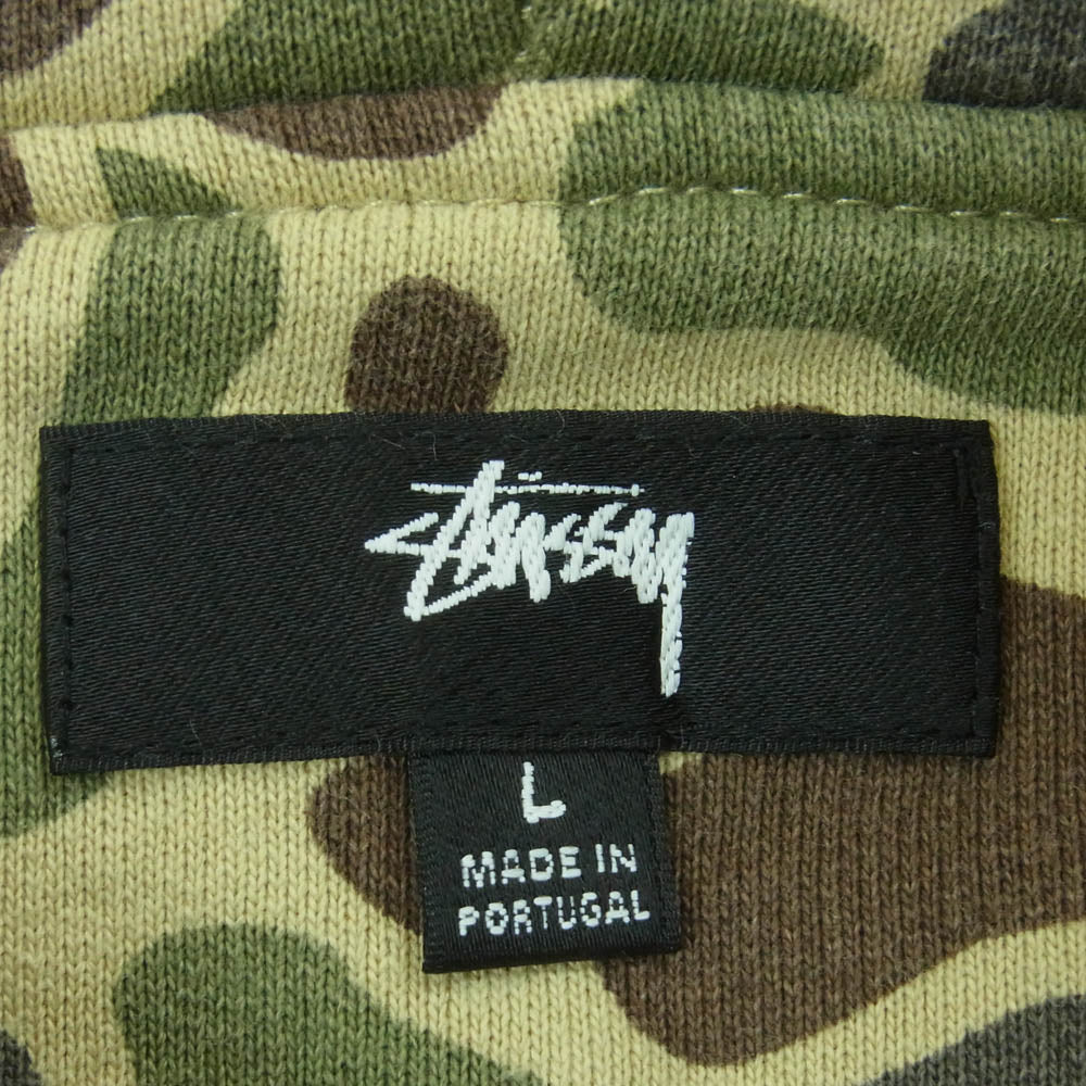 STUSSY ステューシー 22SS 118466 CAMO DOUBLE FACE ZIP ダブルフェイス カモフラ フルジップ パーカー フーディ グリーン系 L【中古】
