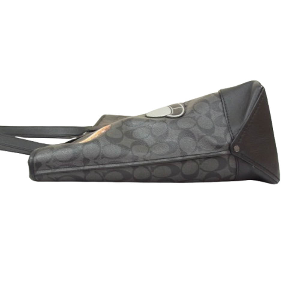 COACH コーチ F29045 スペース パッチ PVCコーティング トートバッグ ブラック系【中古】