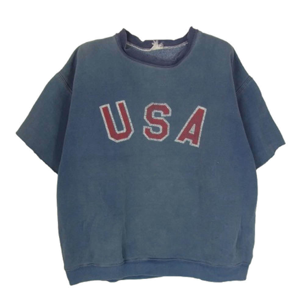 RUSSELL ATHLETIC ラッセルアスレチック 60s 70s カットオフ プリント スウェット ネイビー系 サイズ表記無【中古】