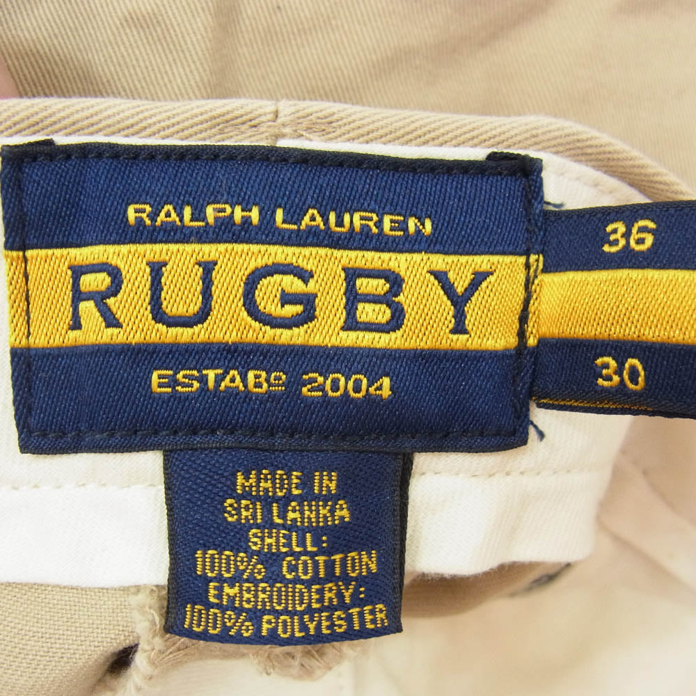 RALPH LAUREN ラルフローレン RUGBY ラグビー  刺繍 総柄 チノトラウザーズ パンツ ベージュ系 36【中古】
