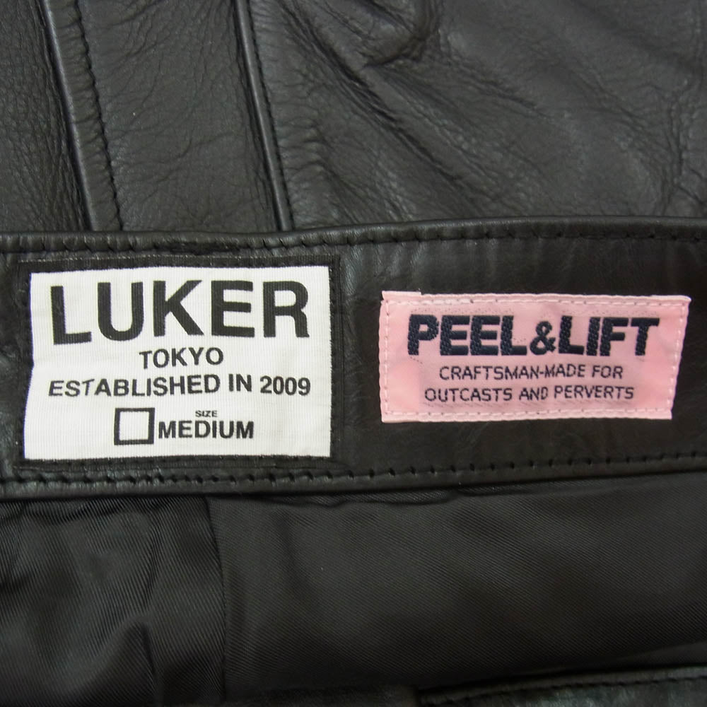 NEIGHBORHOOD ネイバーフッド 16aw 162SZPAL-PTM01 LUKER BY NEIGHBORHOOD ルーカーバイネイバーフッド × PEEL&LIFT ピールアンドリフト ベイカー レザー パンツ ブラック系 M【中古】