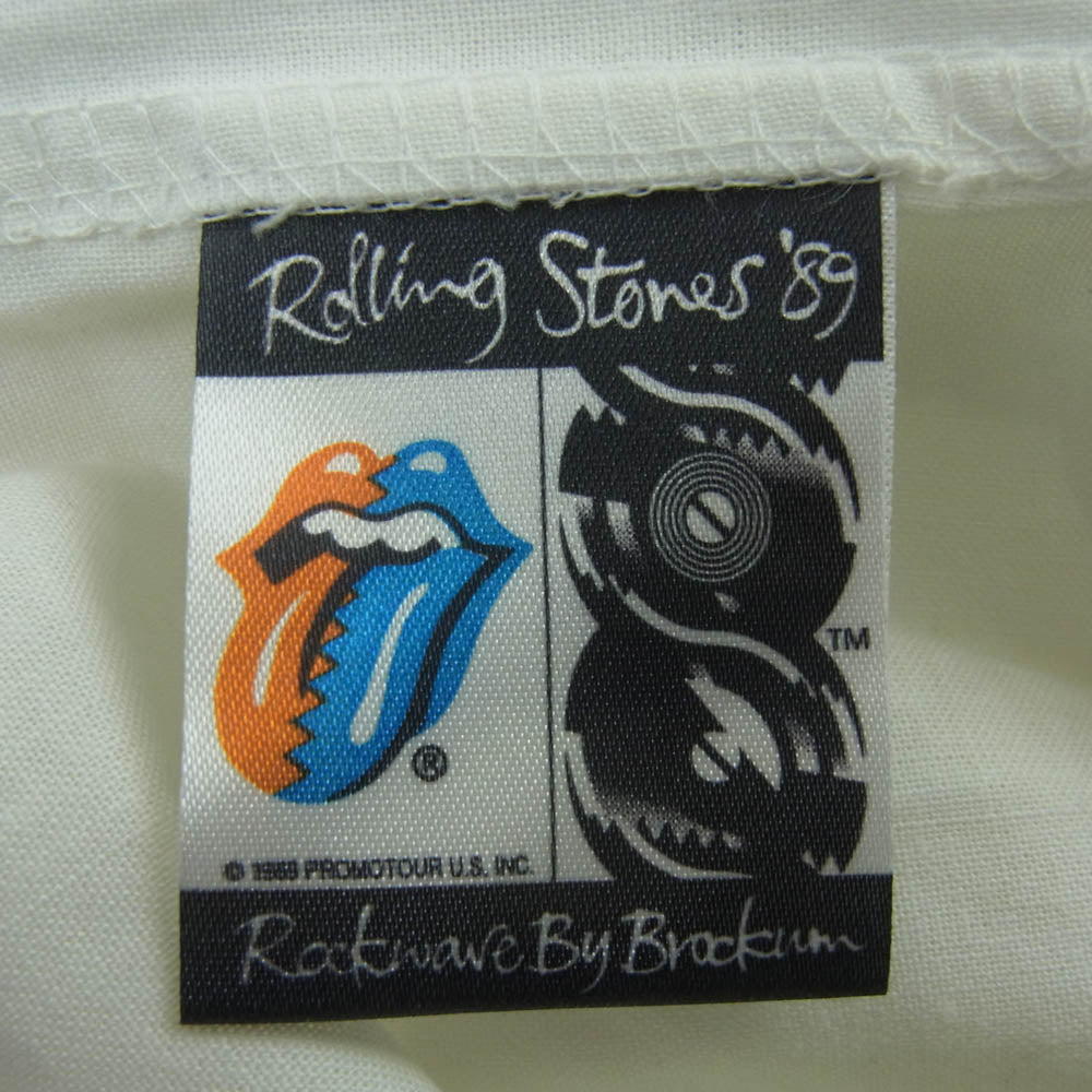 ヴィンテージ 80s USA製 The Rolling Stones ローリング ストーンズ STEEL WHEELS プリント ショーツ ショート パンツ ホワイト系 XL【中古】