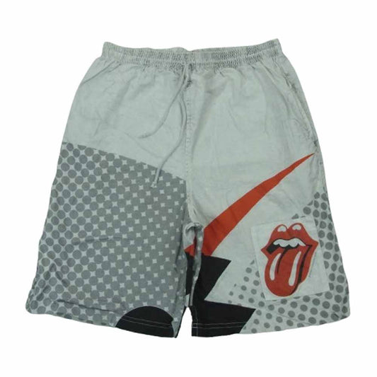 ヴィンテージ 80s USA製 The Rolling Stones ローリング ストーンズ 総柄 ショーツ ショート パンツ グレー系 XL【中古】