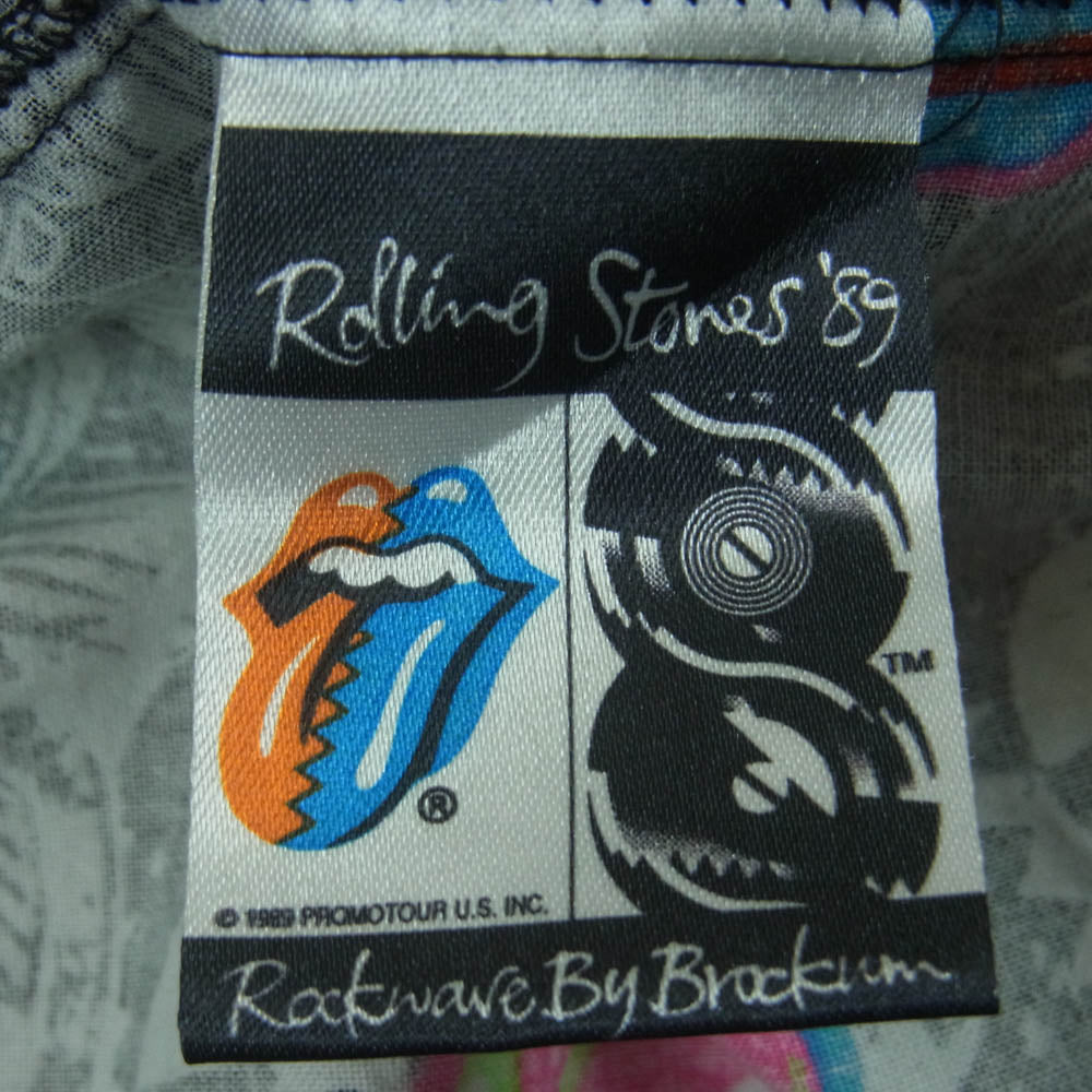 ヴィンテージ 80s USA製 The Rolling Stones ローリング ストーンズ 総柄 ショーツ ショート パンツ ブラック系 XL【中古】