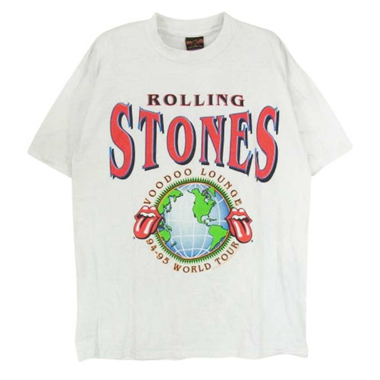 ヴィンテージ 90s USA製 The Rolling Stones ローリング ストーンズ BROCKUM ブロッカムボディ 94/95 Voo Doo Lounge ワールドツアー バンド Tシャツ 白グレー系 L【中古】