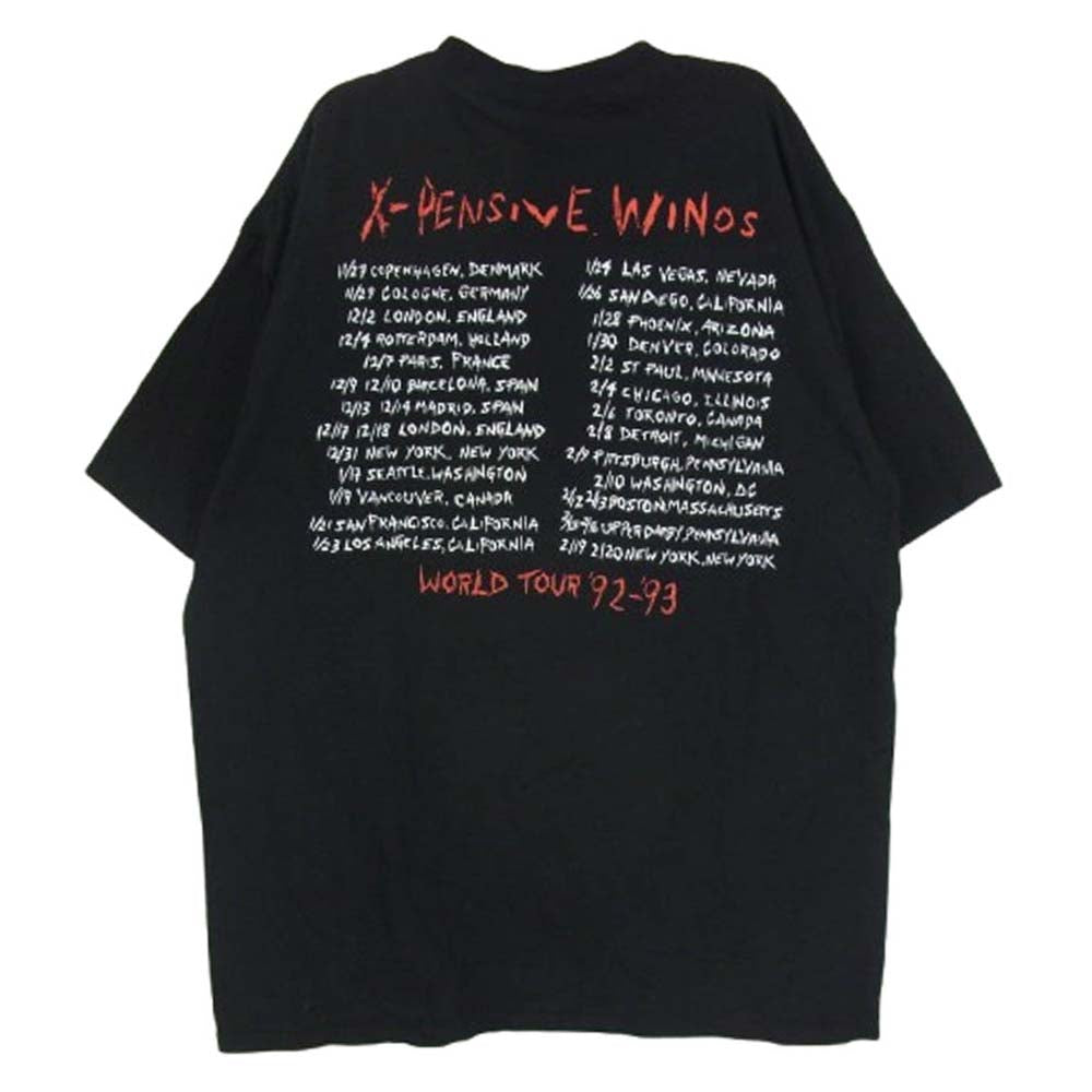 ヴィンテージ 90s USA製 Keith Richards × X-Pensive Winos キース リチャーズ エクスペンシヴ ワイノーズ BROCKUM ブロッカムボディ バンド Tシャツ ブラック系 XL【中古】