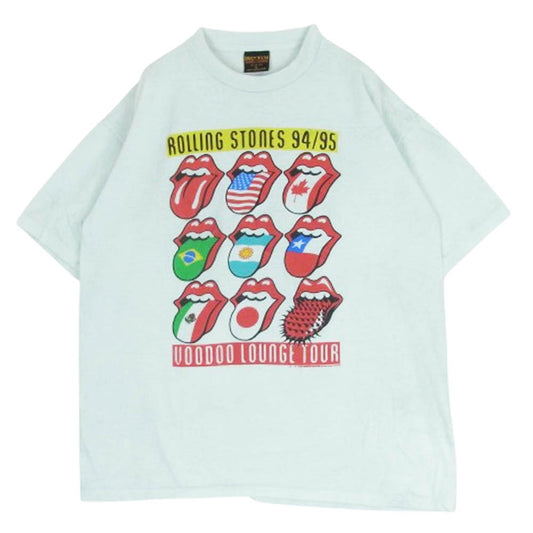 ヴィンテージ 90s USA製 The Rolling Stones ローリング ストーンズ BROCKUM ブロッカムボディ 94/95 Voo Doo Lounge バンド Tシャツ オフホワイト系 白灰系 XL【中古】