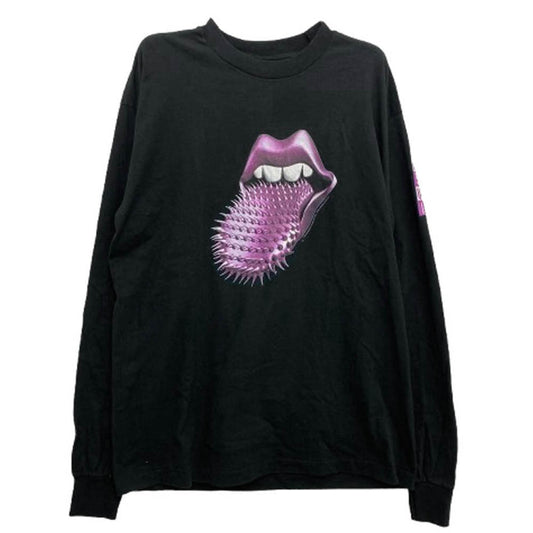 ヴィンテージ 90s USA製 The Rolling Stones ローリング ストーンズ Voo Doo Lounge スパイクタン バンド 長袖 Tシャツ FRUIT OF THE LOOM　黒系 ブラック系 XL【中古】