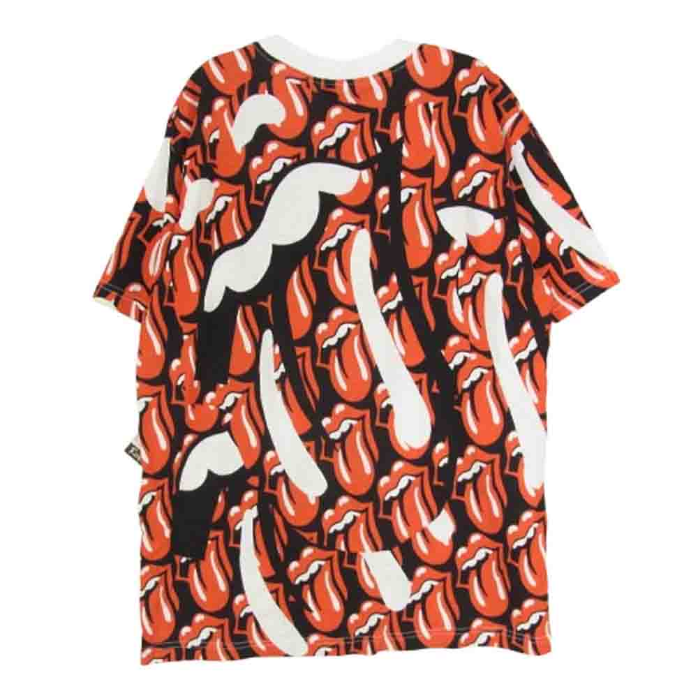 ヴィンテージ 80s USA製 The Rolling Stones ローリング ストーンズ リップ＆タン 総柄 プリント バンド Tシャツ ブラック系 2【美品】【中古】