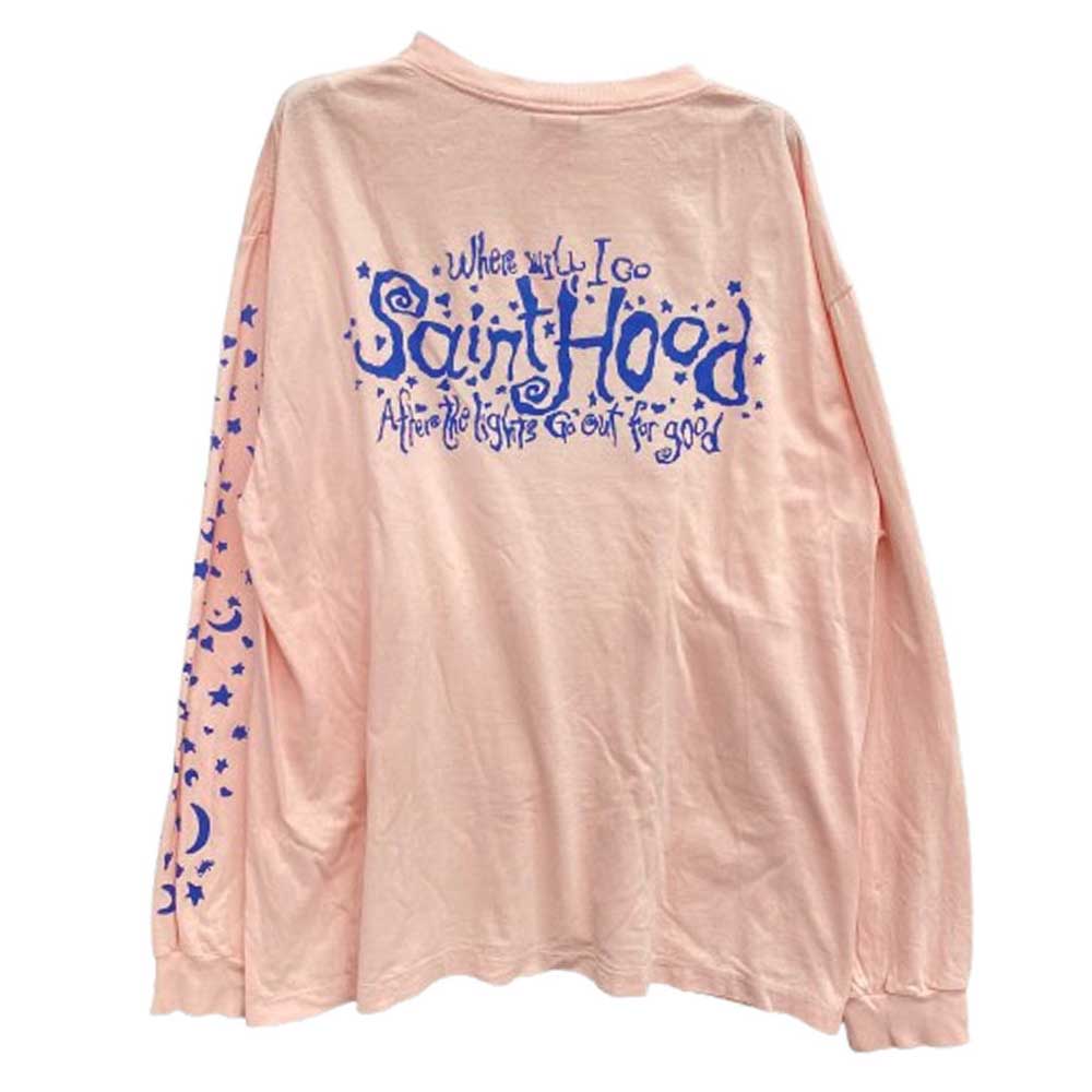 SAINT MICHAEL セントマイケル 22SS SM-S22-0000-030 LS TEE SAINT HOOD セントフード ロングスリーブ 長袖 Tシャツ ピンク系 XXL【中古】
