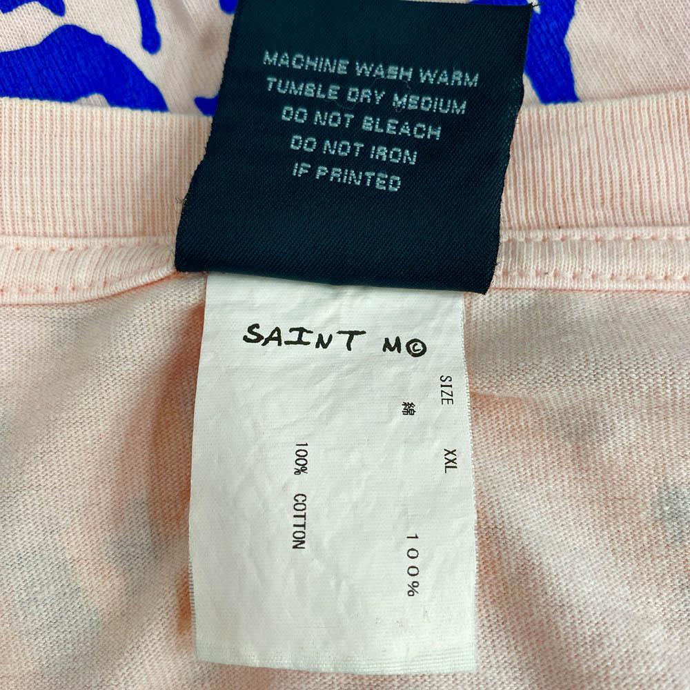 SAINT MICHAEL セントマイケル 22SS SM-S22-0000-030 LS TEE SAINT HOOD セントフード ロングスリーブ 長袖 Tシャツ ピンク系 XXL【中古】
