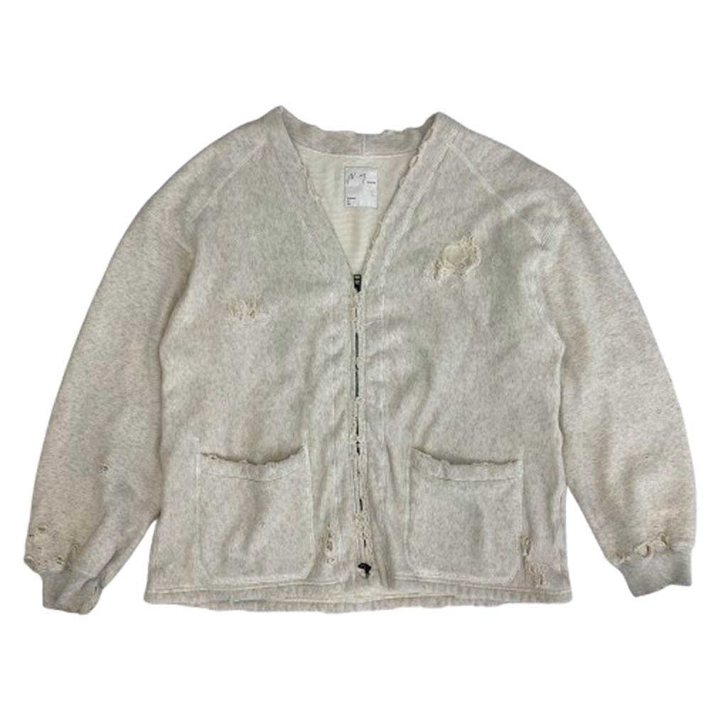 ANCELLM アンセルム 24SS ACW-06 Wism ウィズム 別注 DAMAGE SWEAT CARDIGAN ダメージ加工 スウェット カーディガン オフホワイト系 2【中古】