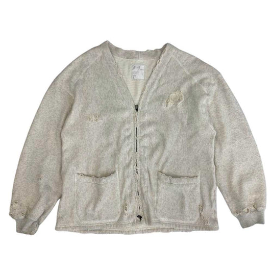 ANCELLM アンセルム 24SS ACW-06 Wism ウィズム 別注 DAMAGE SWEAT CARDIGAN ダメージ加工 スウェット カーディガン オフホワイト系 2【中古】