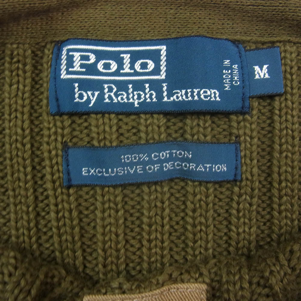 POLO RALPH LAUREN ポロ・ラルフローレン MNBLSWEM3P00072 EXCLUSIVE OF DECORATION 切替 コマンド ニット セーター カーキ系 M【中古】