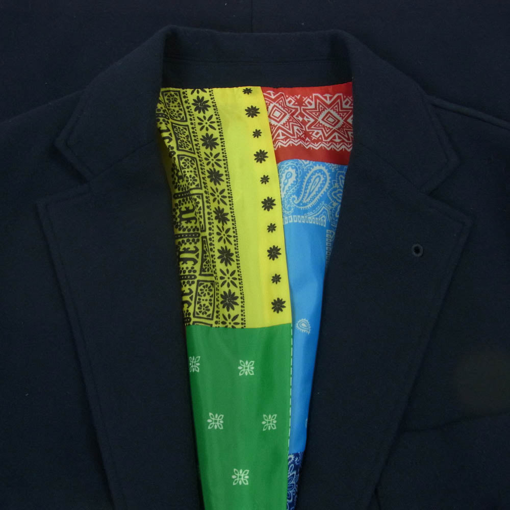 SOPHNET. ソフネット SOPH-189014 裏地バンダナ柄 チェック 2B テーラード ジャケット ネイビー系 S【中古】