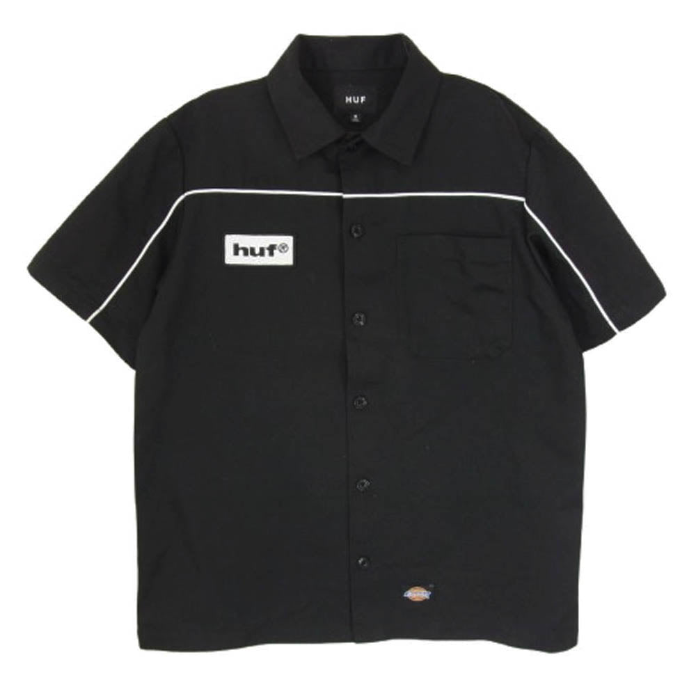 HUF ハフ DICKIES GARAGE SHIRT ディッキーズ ガレージ 半袖 シャツ ブラック系 M【中古】