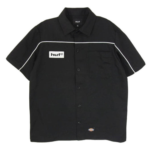 HUF ハフ DICKIES GARAGE SHIRT ディッキーズ ガレージ 半袖 シャツ ブラック系 M【中古】