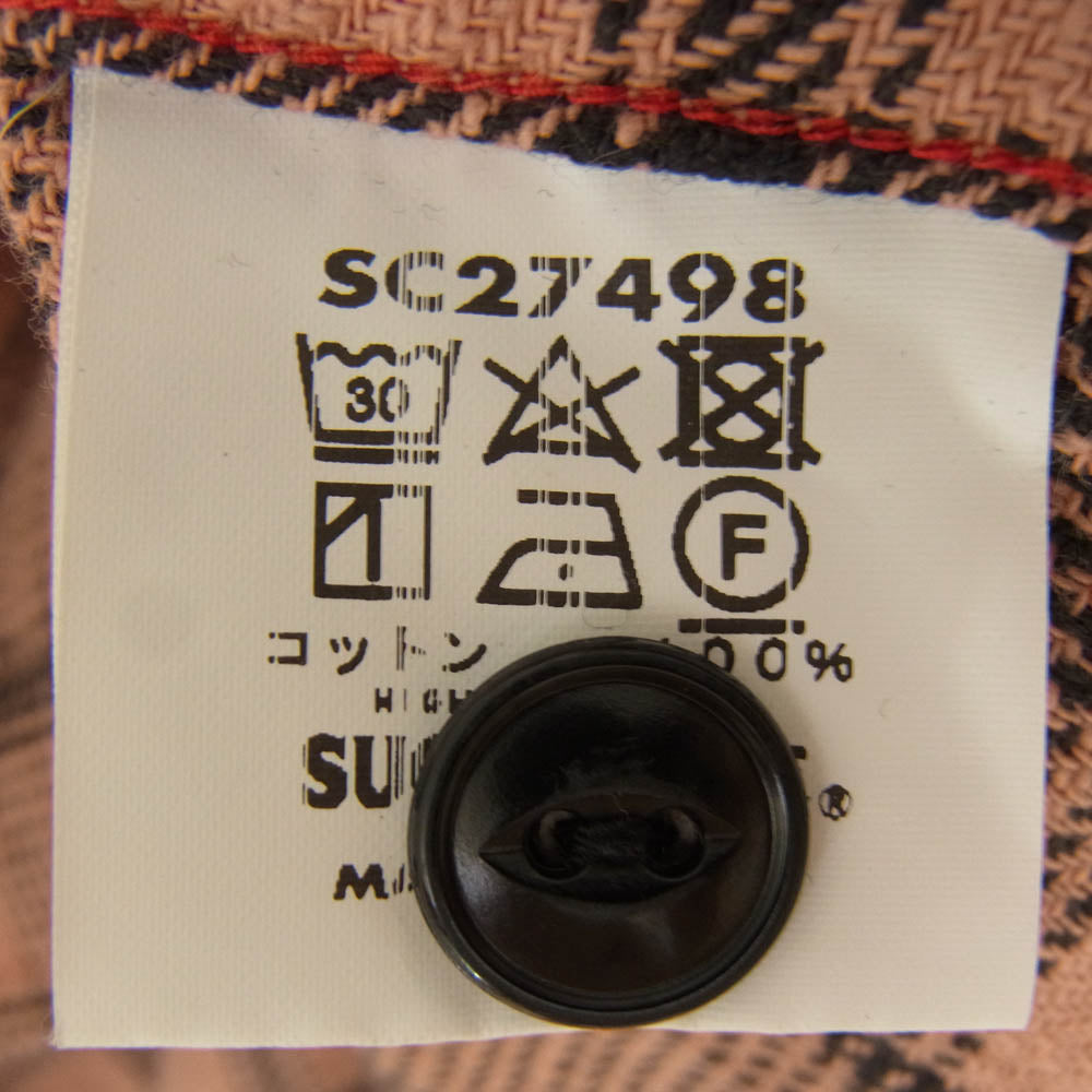 SUGAR CANE シュガーケーン SC27498 レギュラーカラー 長袖 チェック シャツ オレンジ系 M【中古】