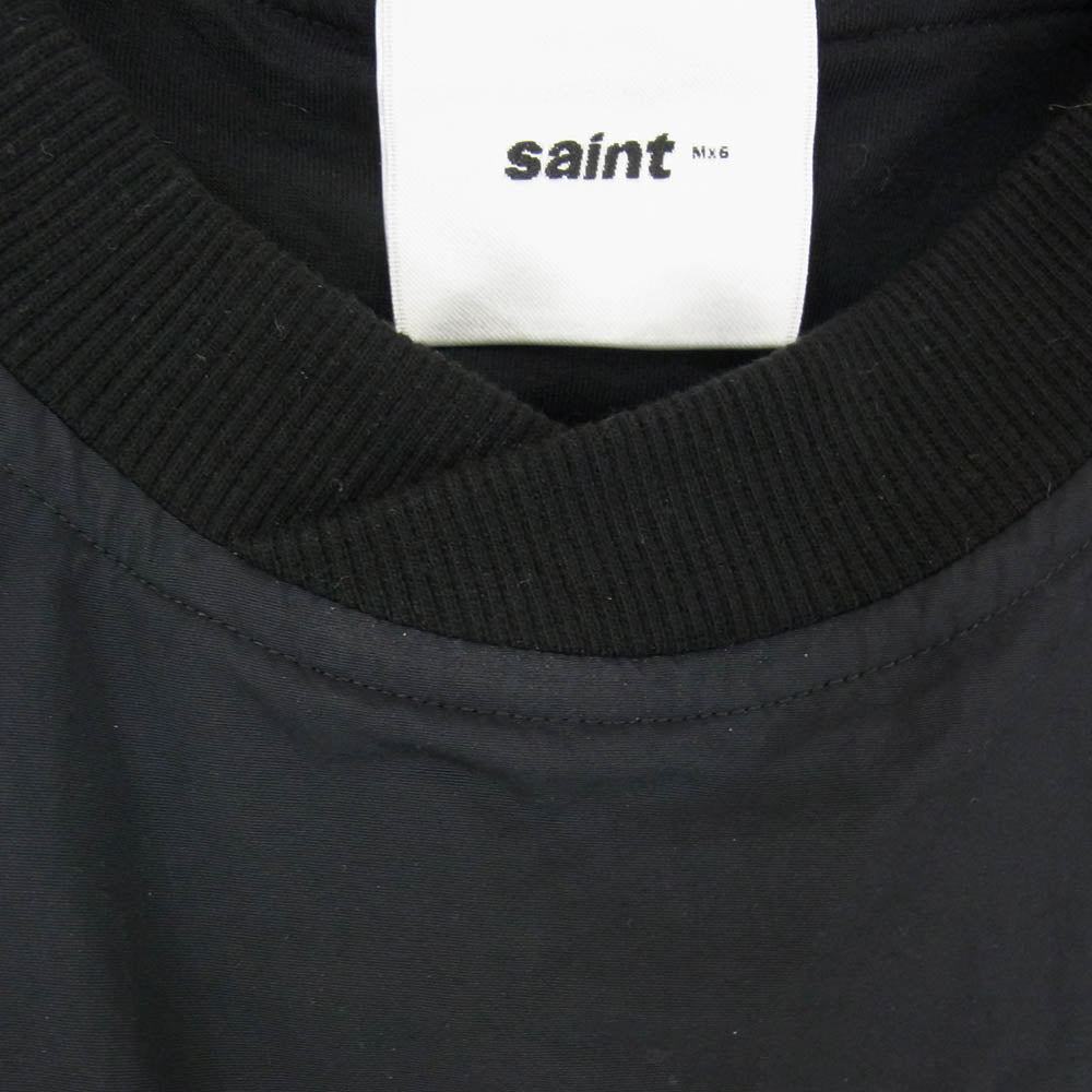 SAINT MICHAEL セントマイケル 24AW SM-YS1-0000-054 NYLON PULLOVER サイドジップ ナイロン プルオーバー スウェット ウインドブレーカー ブラック系 L【中古】