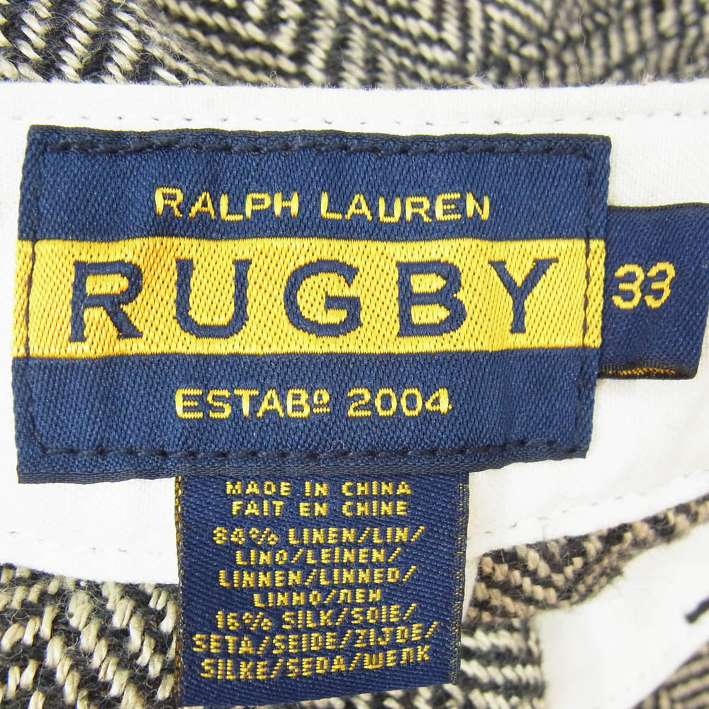 RALPH LAUREN ラルフローレン RUGBY ラグビー リネン シルク ツイード ショーツ ブラック系 33【中古】