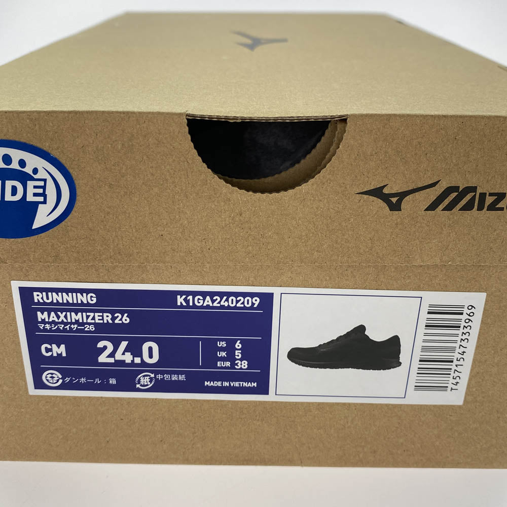 Mizuno ミズノ K1GA240209 MIXMIZER 26 マキシマイザー26 ランニング シューズ ローカット メッシュ スニーカー ブラック系 24cm【新古品】【未使用】【中古】