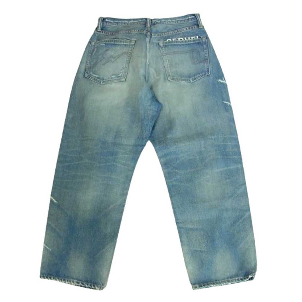 SEQUEL シークエル 25SS SQ-25SS-PT-06 FRAGMENT DAMAGE DENIM PANTS フラグメント ダメージ バギー デニム パンツ インディゴブルー系 M【美品】【中古】