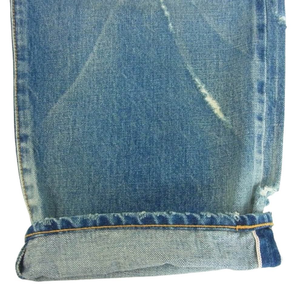 SEQUEL シークエル 25SS SQ-25SS-PT-06 FRAGMENT DAMAGE DENIM PANTS フラグメント ダメージ バギー デニム パンツ インディゴブルー系 M【美品】【中古】
